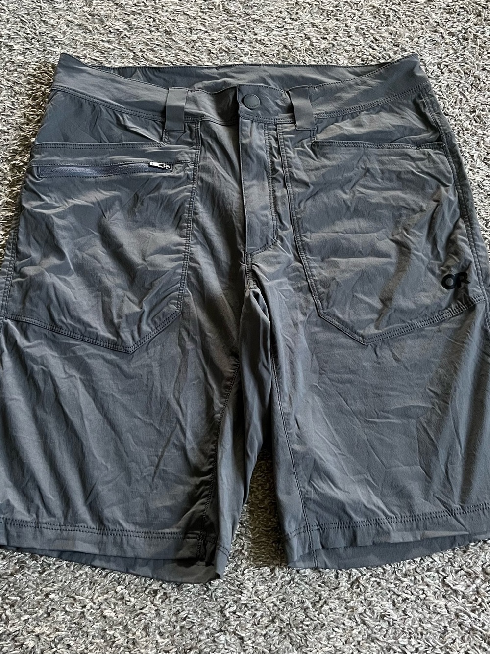 Outdoor Research Equinox Shorts Mens 30 Gray Hiking Nylon Stretch 10" Inseam